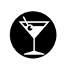 A martini glass in black and white
